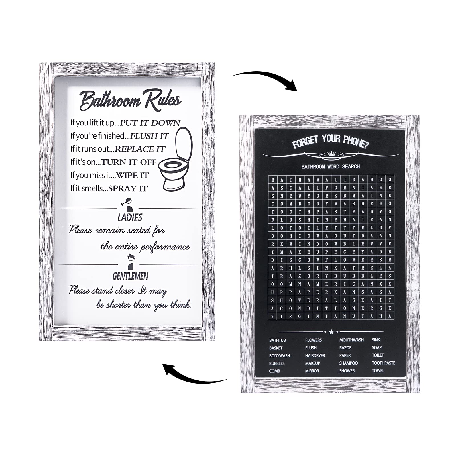 Buy Funny Bathroom Word Search Signs & Bathroom Rules Signs Double