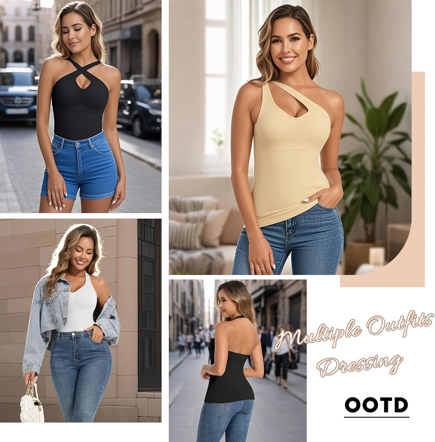 JOYSHAPER Women Tummy Control Shapewear Tank Tops Halter Compression Camisole Slimming Body Shaper Camisole - Image 6