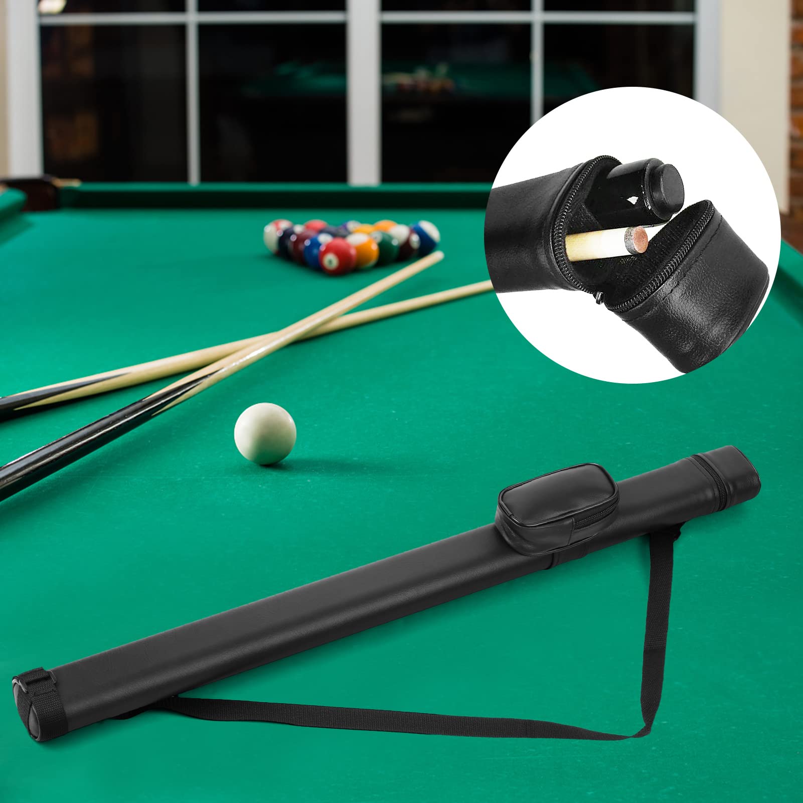 Étui de Transport pour Tube de Queue de Billard Étui de Billard Rigide en polyuréthane Bandoulière réglable Sac de Rangement pour Queue de Billard