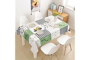 Cartoon Tractor Tablecloth for Kids