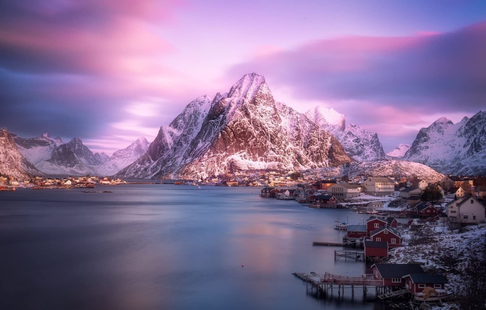 Puzzle 1500 Pezzi,Collezione Paesaggi & Foto,Jigsaw Puzzle per Adulti - Stampa di Alta Qualità Montagna,Norvegia,Villaggio,87x57cm
