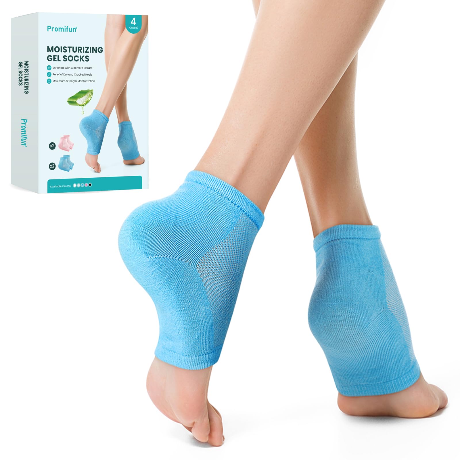 Calcetines hidratantes para el tratamiento de talones agrietados - Promifun 2 pares de calcetines hidratantes para pies secos y agrietados - Reparación de talones agrietados - Calcetines para mujeres