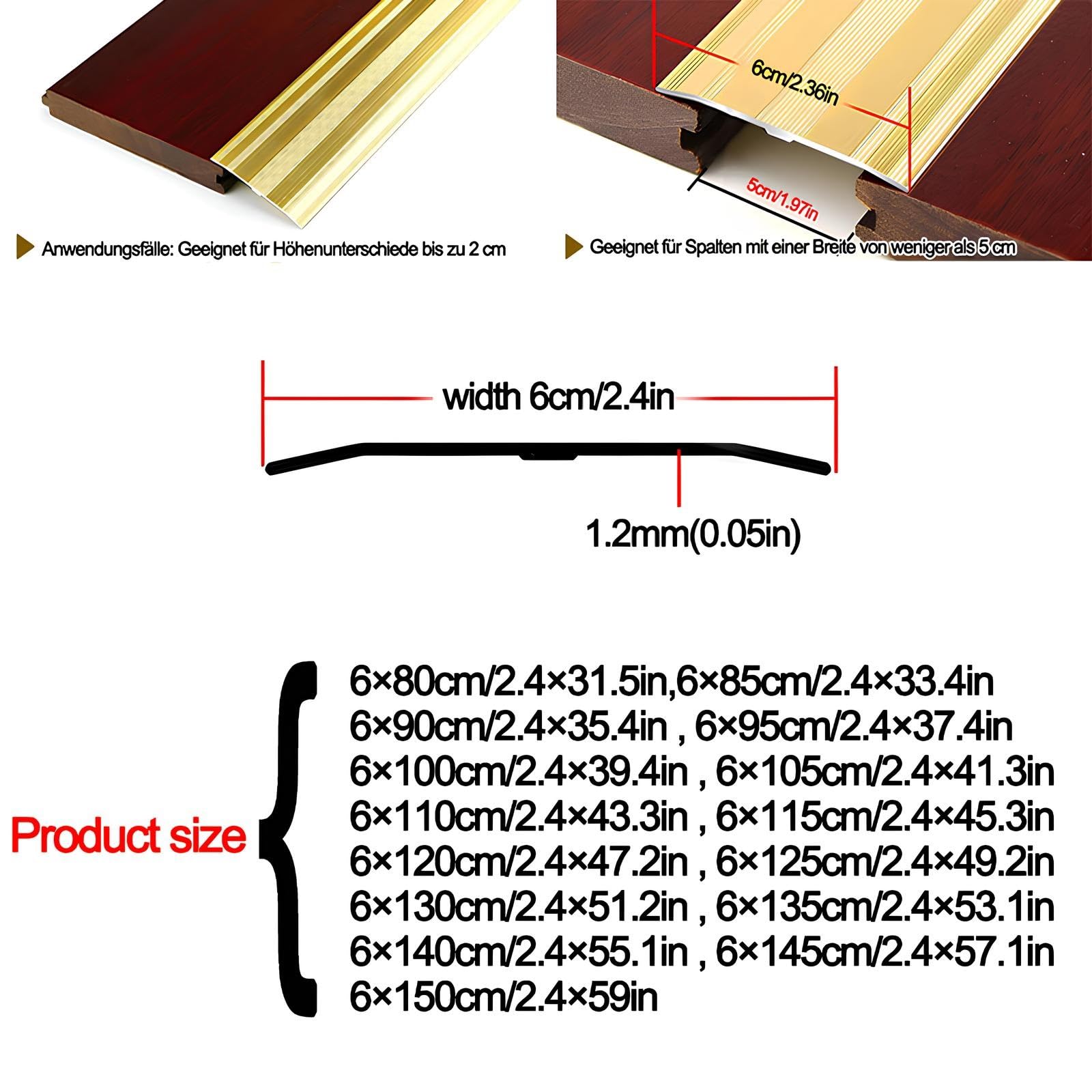 6 Mm Striscia Di Transizione Alluminio Per Pavimento Piastrelle | Profilo Di Protezione Striscia Di Giunzione Per Pavimenti(Rose Gold,60mmx100cm)