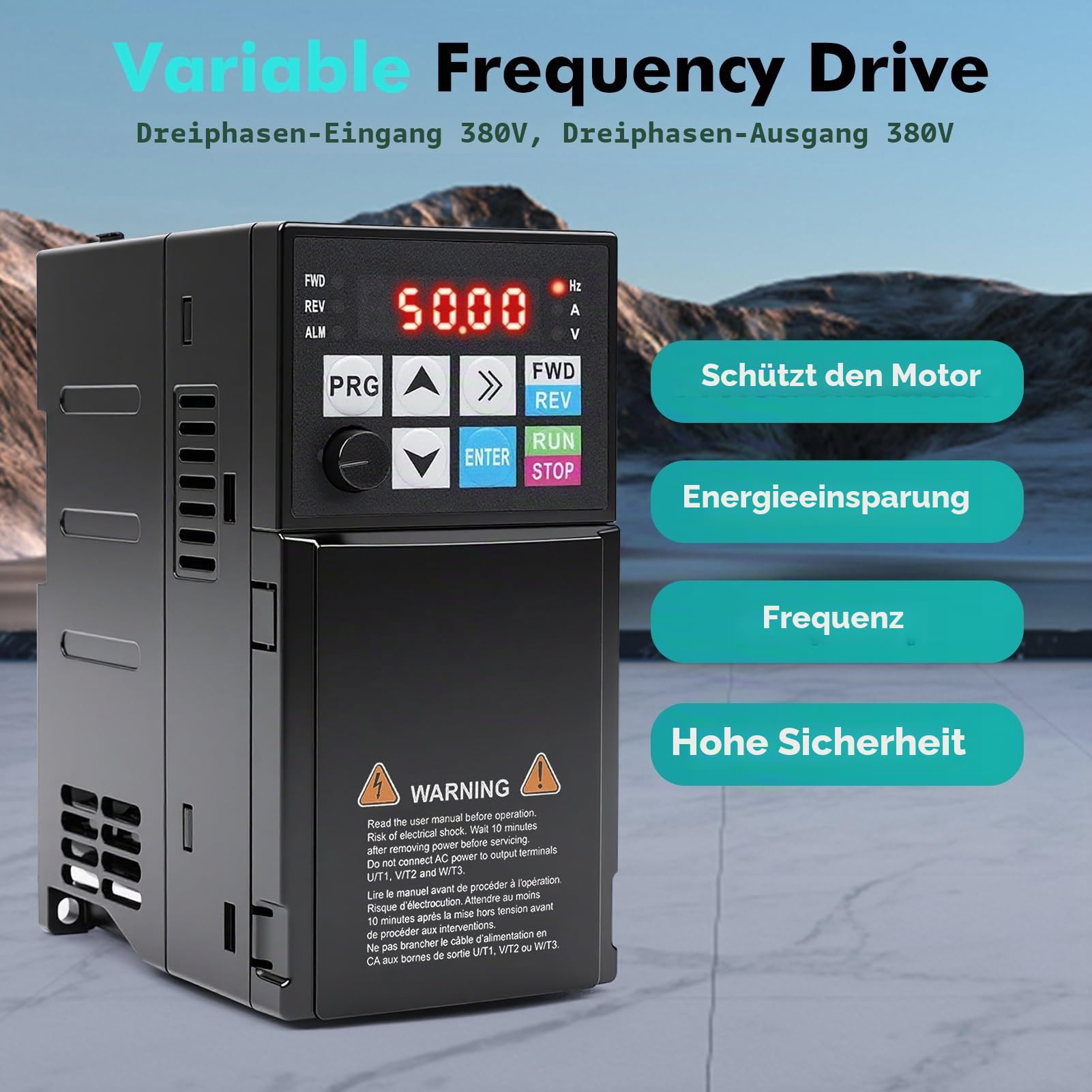 Frequenzumrichter 2,2kW, Frequenzumrichter 3 Phasen Drehzahlregler Motor, 380V 3 Phasen Eingang 3 Phasen Ausgang(Werksmodell :MS350-4T-2.2G 2.2KW)