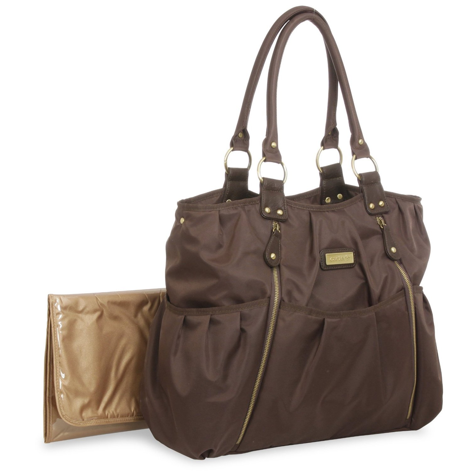 Carter's Zip Front Fashion Tote Diaper Bag (Brown)