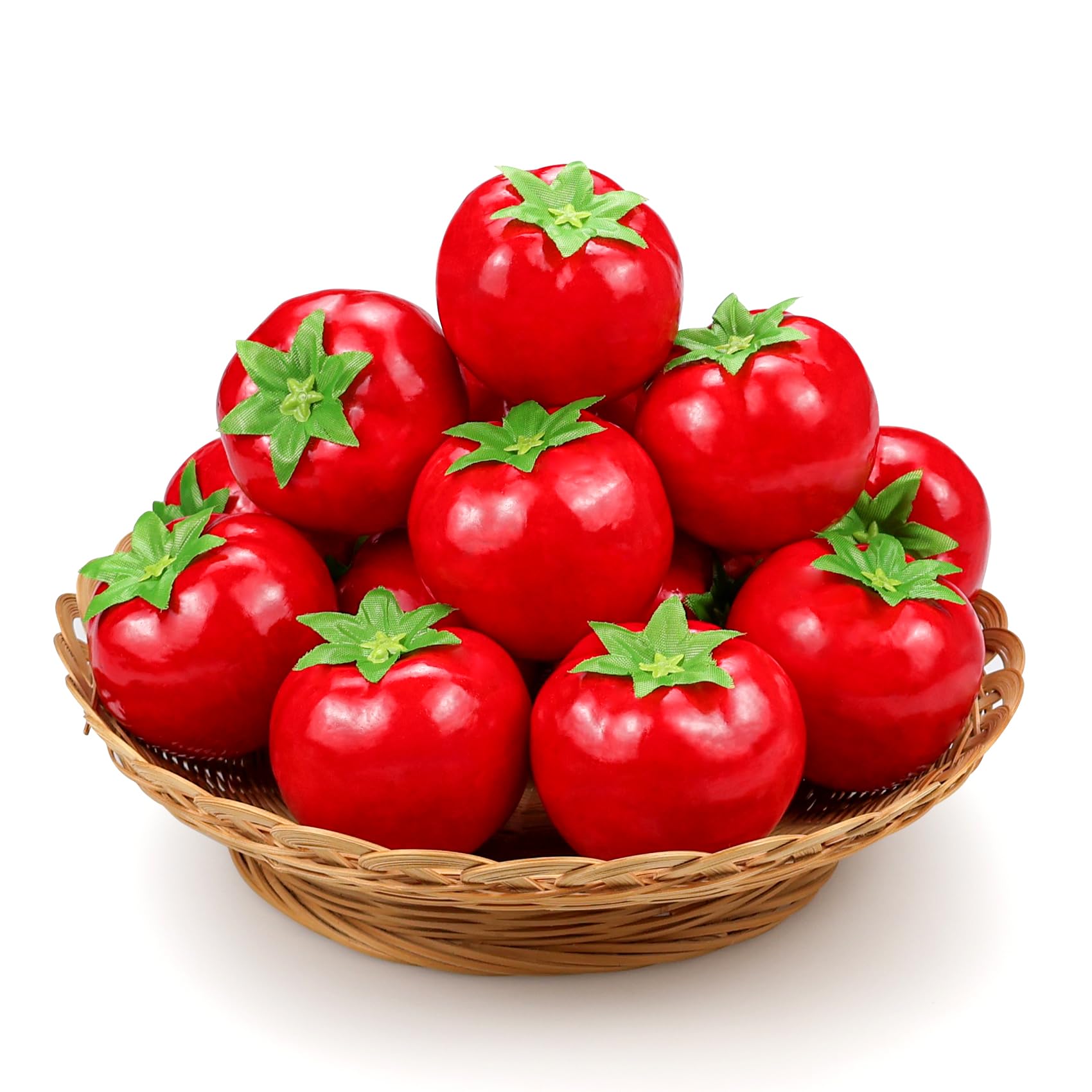 Lorigun 15 Pcs Artificail Tomatoes, Fake Tomatoes for Decoration Artificial Vegetables Tomatoes, Normal Size Simulation Tomatoes Kitchen Home Decor, Chirstmas Party Decor, Photo Fruits