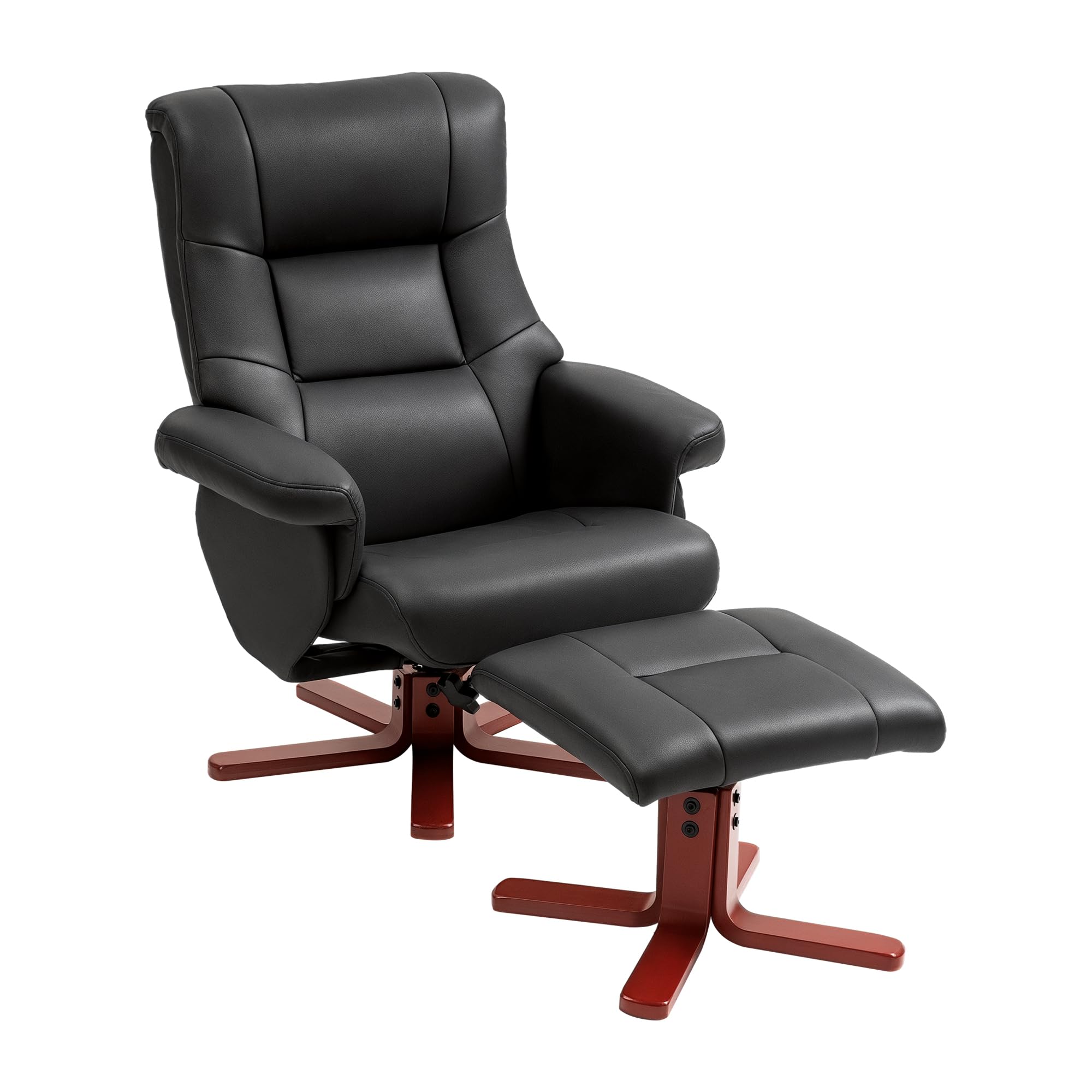 HOMCOM Recliner Chair with Footstool, Upholstered Armchair with Adjustable Backrest, Leisure Lounge Chair for Living Room, Bedroom, Black