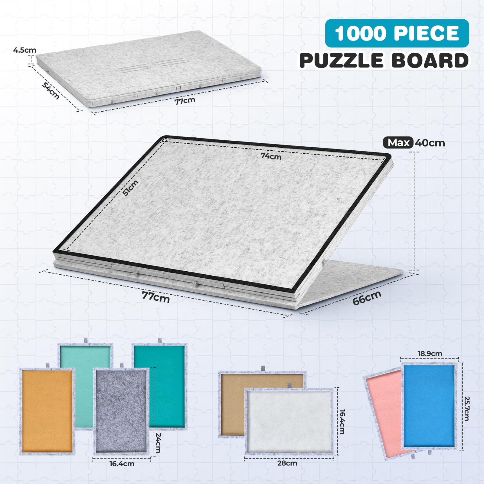 Tablero inclinable para Rompecabezas de 1000 Piezas con Soporte y Cubierta 2 en 1, Mesa de Fieltro Ultraligera y portátil con 8 cajones y 3 ángulos Ajustables