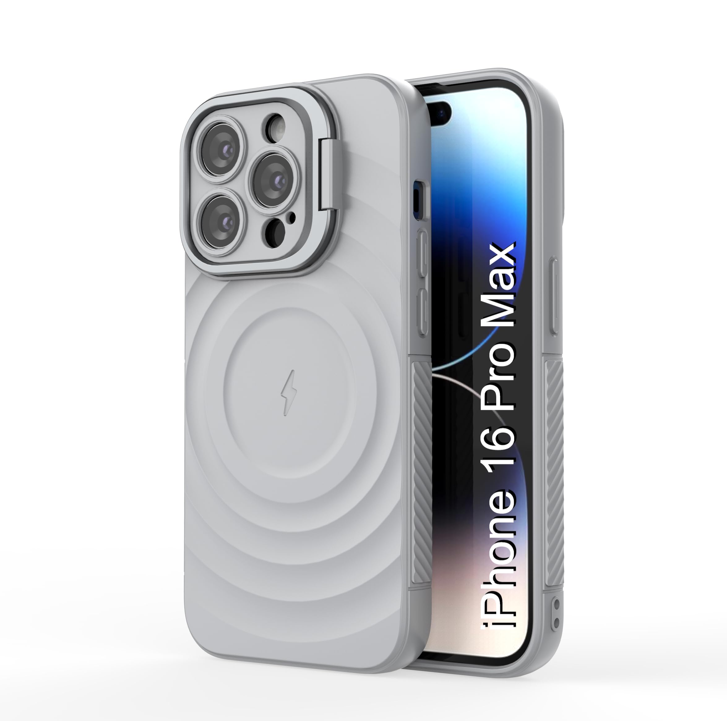 LuxuryKase Shockproof Case for iPhone 16 Pro Max, Grey
