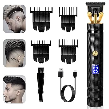 T Blade Hair Trimmer for Men, Cordless Rechargeable Grooming Kits LED Display Electric Hair Clippers for Men with 4 Adjustable Combs and 2 Speed Settings