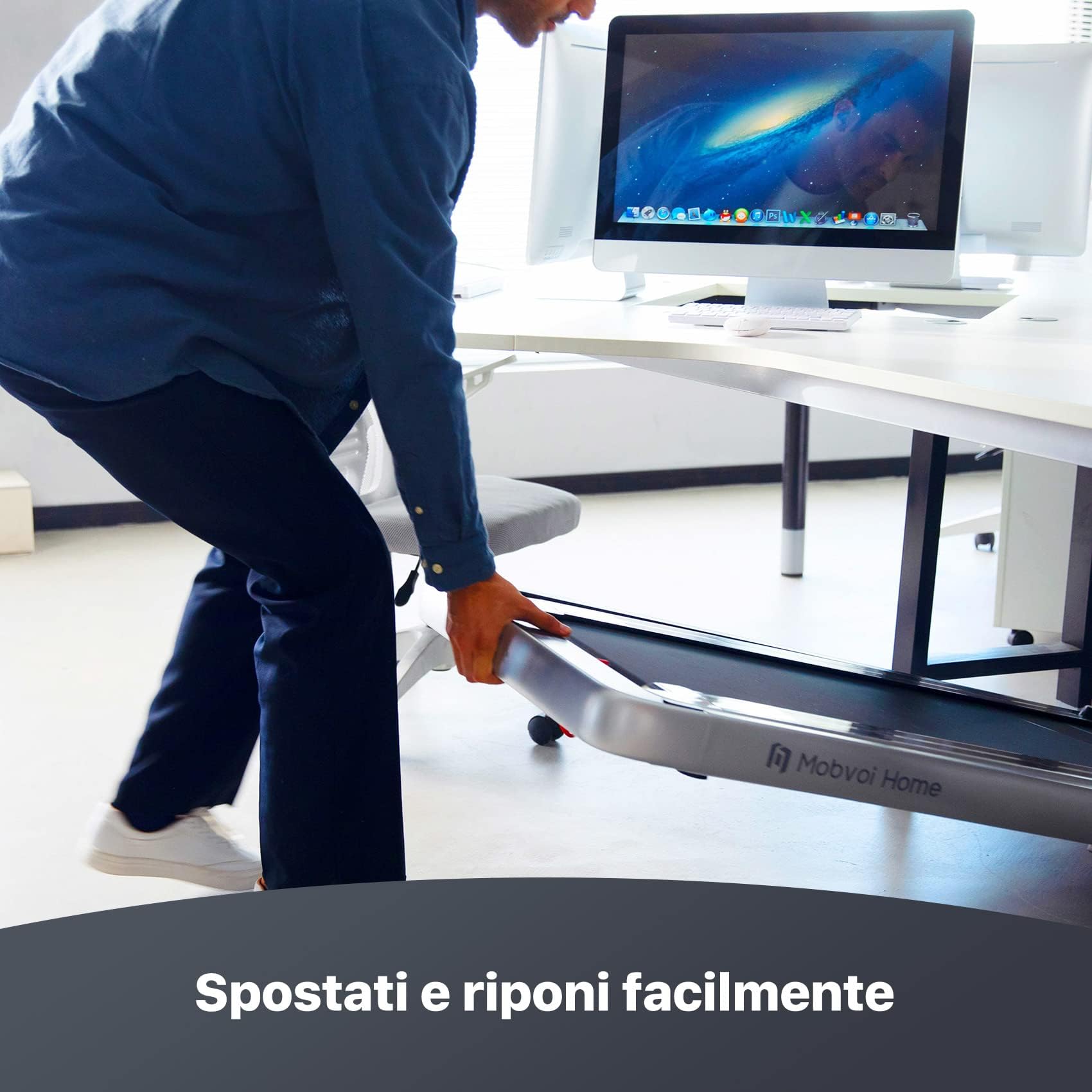 Mobvoi Home Tapis Roulant AI Intelligente 3 in 1 per casa e ufficio Supporto per Tapis Roulant per Tazza Telefono Laptop Ampia Area di Corsa Display a LED TicSports Zwift Kinomap APP 12km/h 120kg