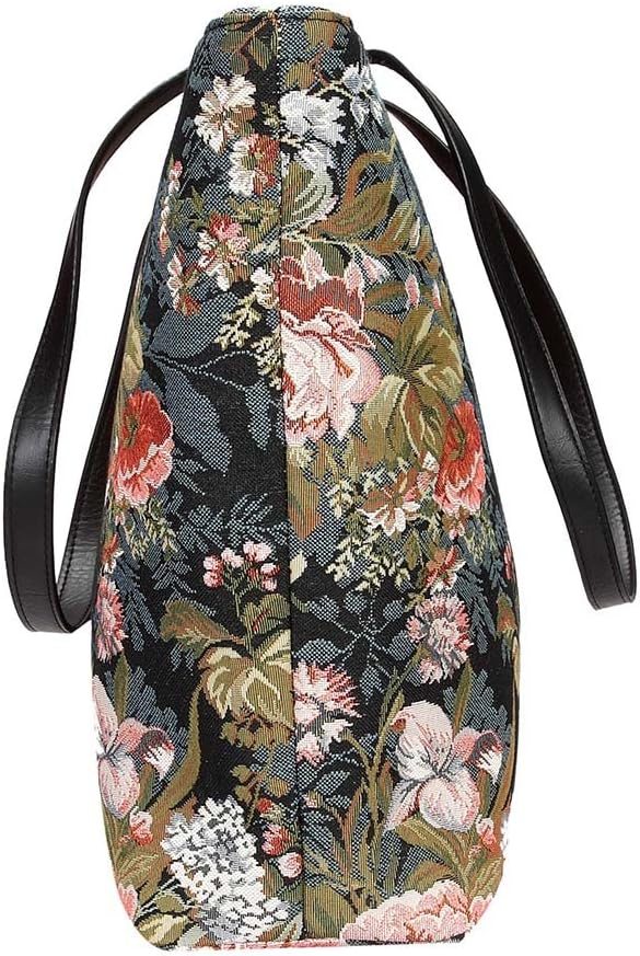 Signare Tapestry Shoulder Bag Tote Bag for Women with Peony Flower (SHOU-PEO)