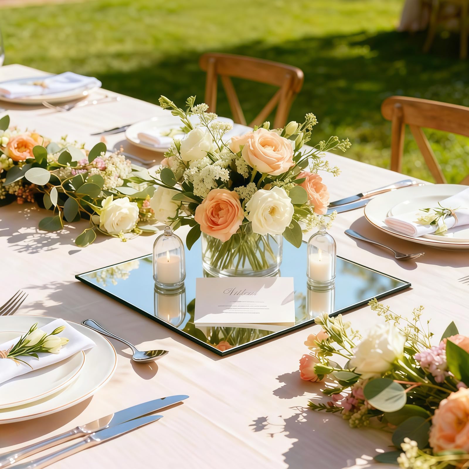 12 Specchi quadrati per decorazioni da tavolo, specchi acrilici senza vetro, piatto candela, specchio quadrato da parete, piastrelle a specchio per decorazioni da tavolo, decorazioni per matrimoni e