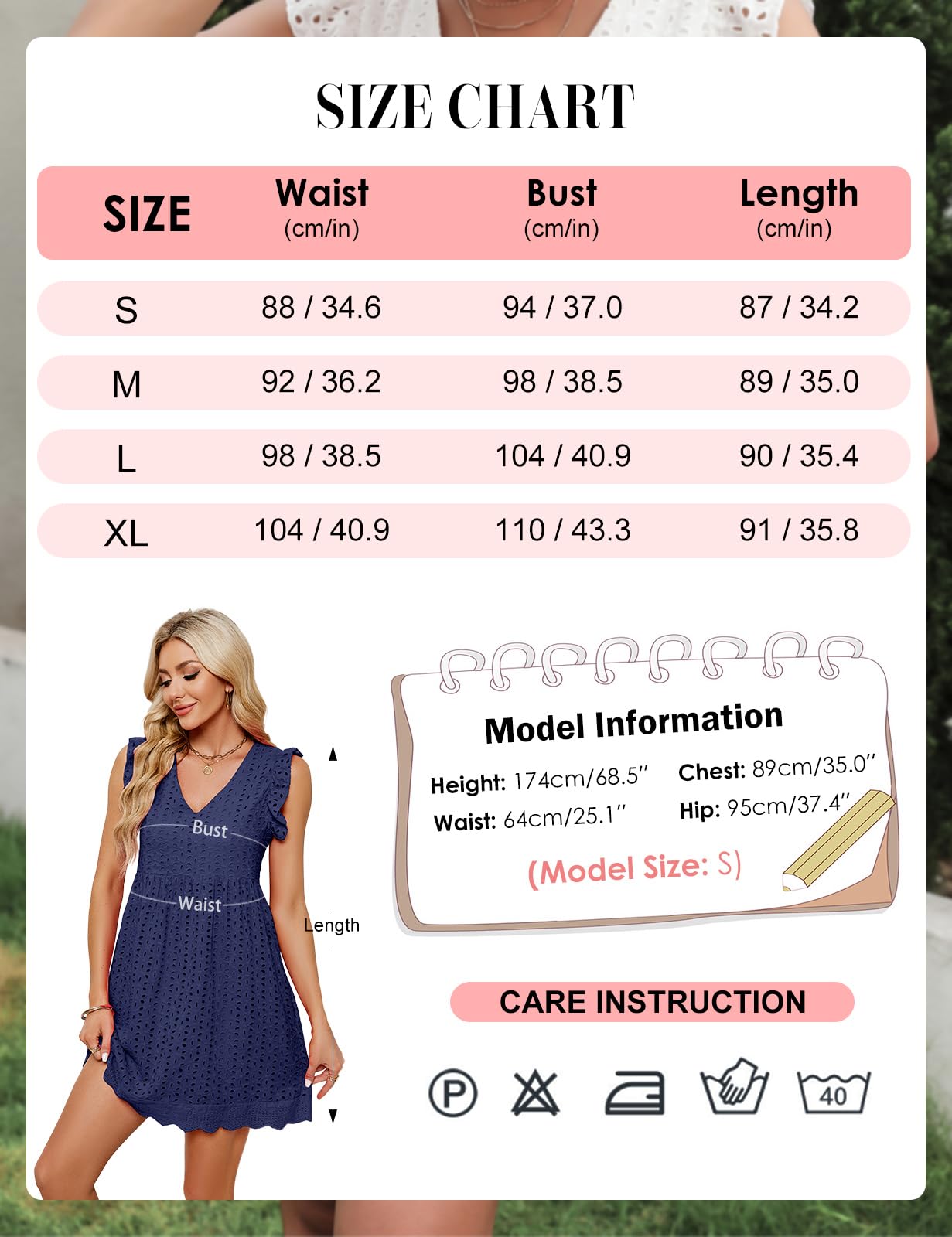 Abito Estivo Donna Cotton Vestito Corto Scollo a V Senza Maniche Ruffles Vestiti Estivi Donna Vuoto Jacquard Casual Abito Mare Spiaggia Leggero Abiti con Tasche