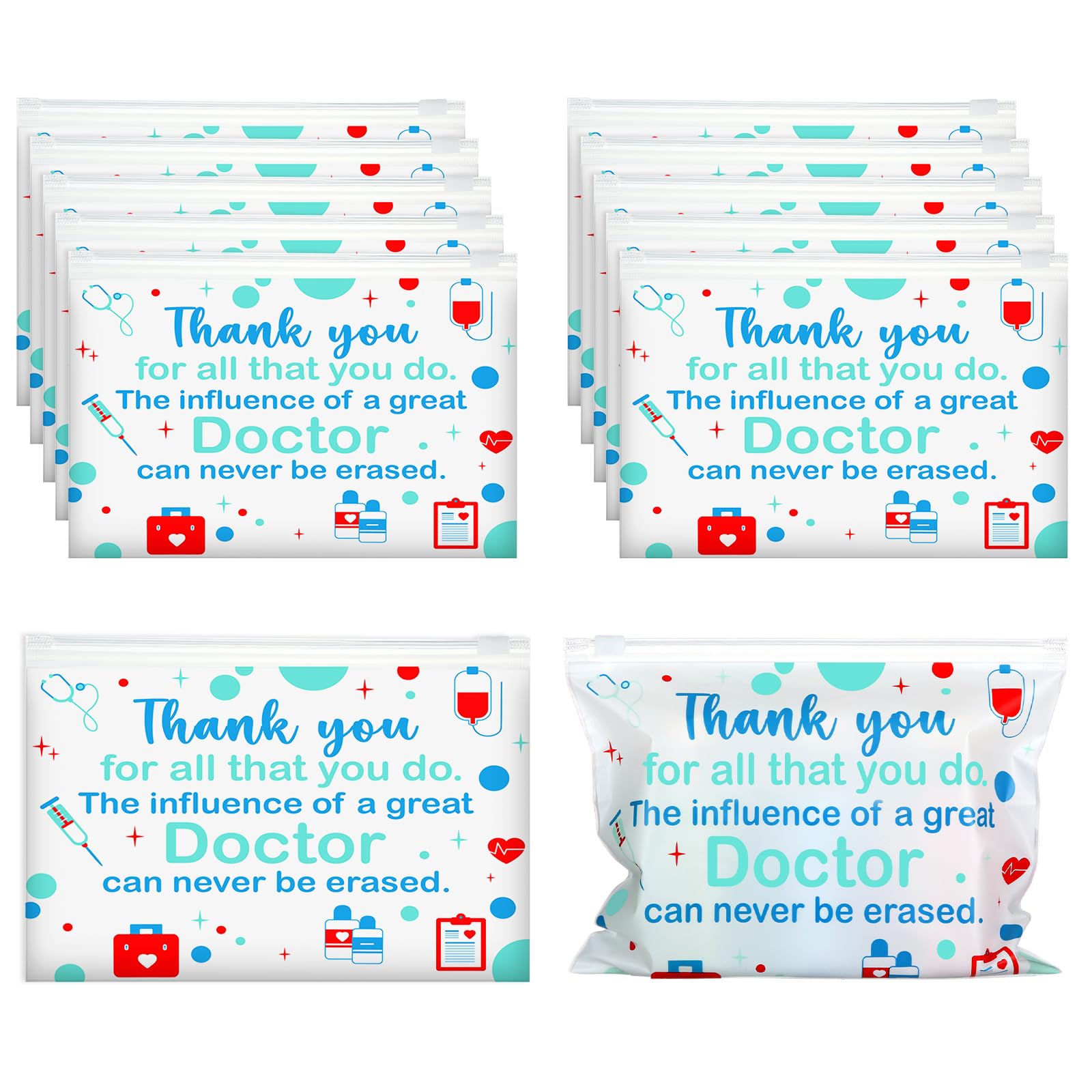 SilTriangle 150 Pcs National Doctors Day EVA Gift Bags Thank You Doctors Cosmetic Bag Bulk Appreciation Party Favors for Nurse Medical Healthcare Workers Appreciation Gift Supplies