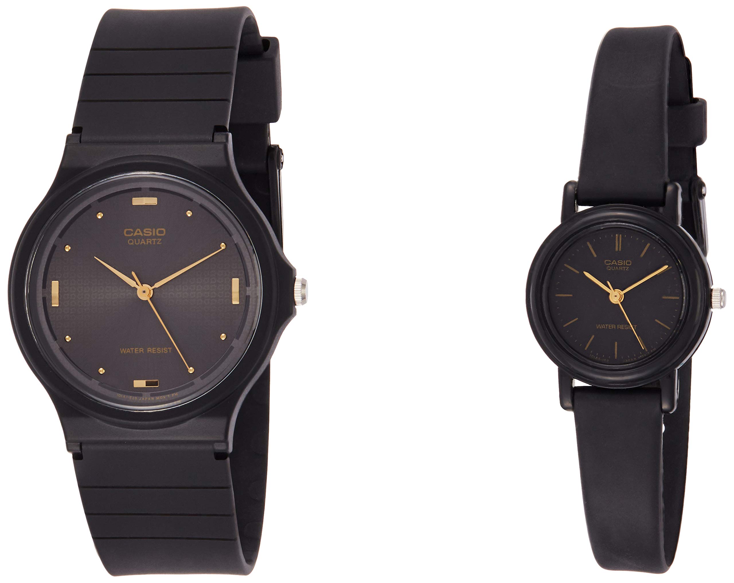 Couple's Watch - MQ-76-1ALDF/LQ-139AMV-1ELDF Black Dial, Black Band