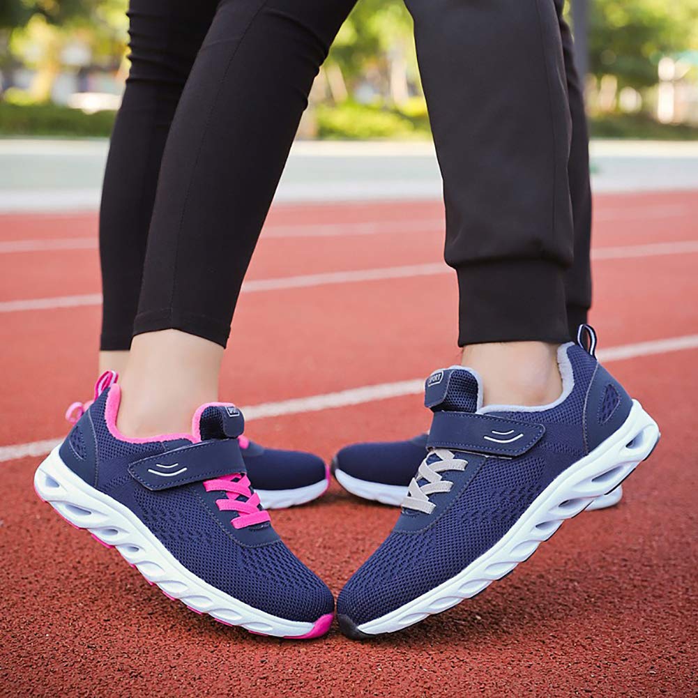 Zapatos Invierno Mujer Transpirables Ligero Cómodo Cálido Forradas Nieve Antideslizante Moda Pareja Zapatillas Deportivas Azul Oscuro 40 EU