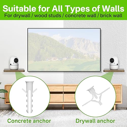 Miniatura 7 de Paquete de 2 estantes flotantes de madera para cámara de seguridad con cable reservado, universal para una mejor vista en el dormitorio, baño,