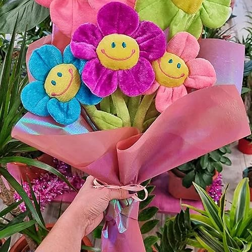 Miniatura 5 de KWAGOCAR Paquete de 8 alzapaños de felpa artificial con hebilla de cortina – Linda flor de sol, cara sonriente grande con tallos de margaritas