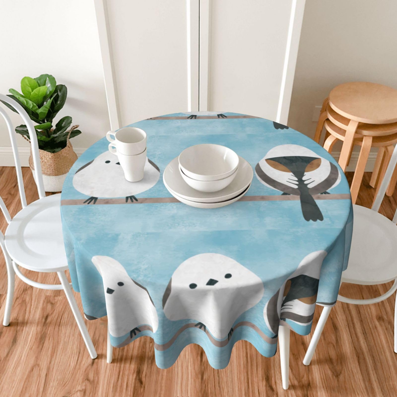 Amazon｜シマエナガ かわいい 鳥柄 テーブルクロス 円形 テーブル