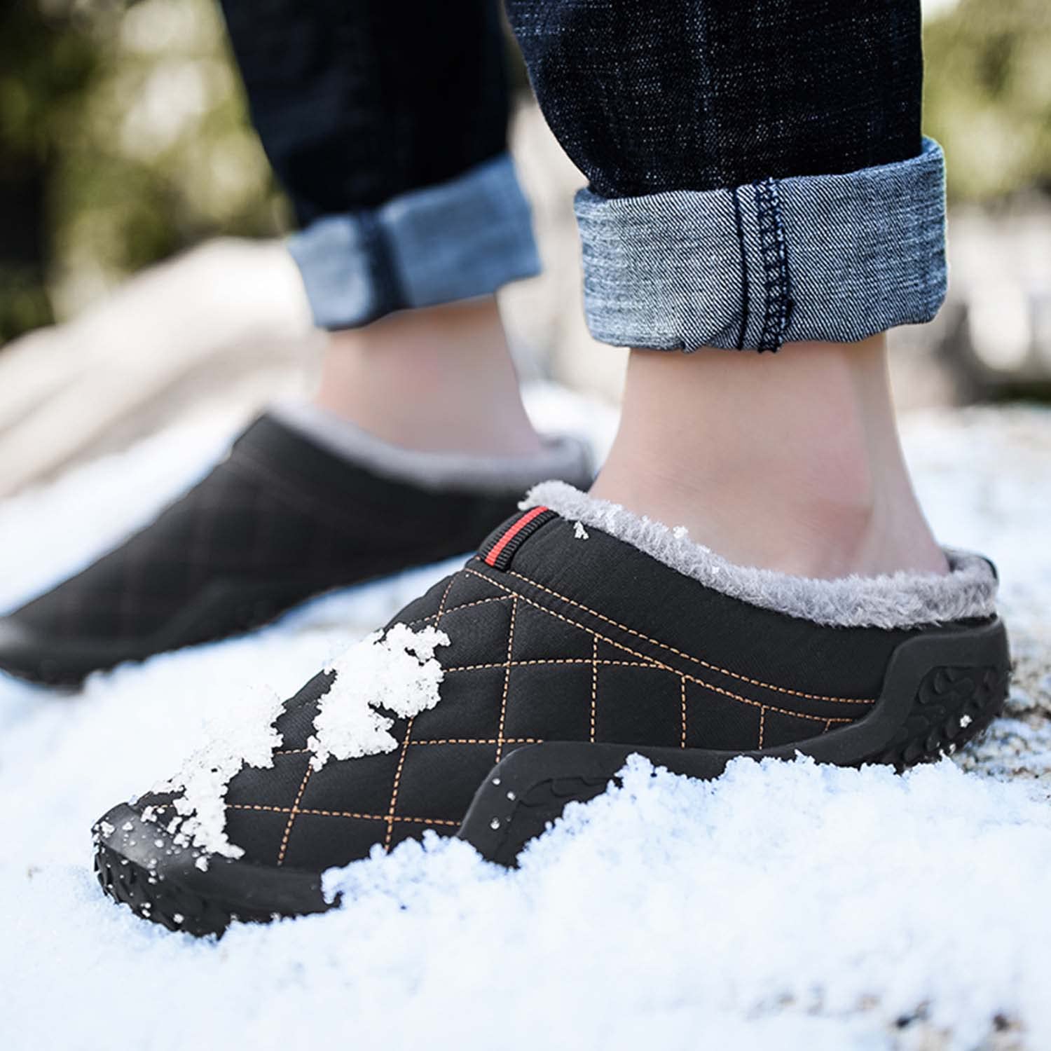 CERYTHRINA Zapatillas de estar por casa para hombre y mujer, forro cálido, impermeables, para interiores y exteriores, antideslizantes, para invierno, negro (schwarz 2), 46 EU