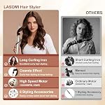 8 in 1 Hair Styler & Hot Air Styler, 1200W Negative Ionic Hair Dryer Brush with Auto Wrap Curlers, No Heat Damage Multi Hair Stylers with Travel Bag for Drying, Curl, Straighten, Champagne Gold