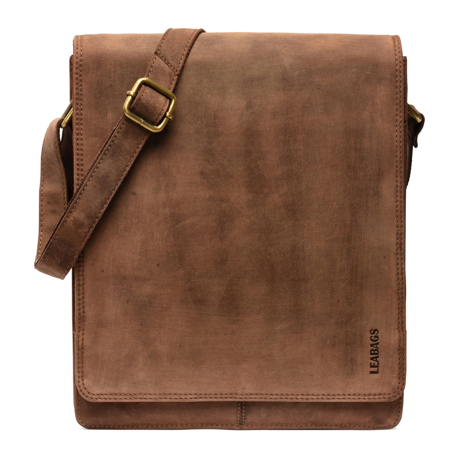LEABAGS London Umhängetasche Herren Leder – Herrentasche zum Umhängen Echtes Leder 32x26x8 cm Kleine Schultertasche Vintage