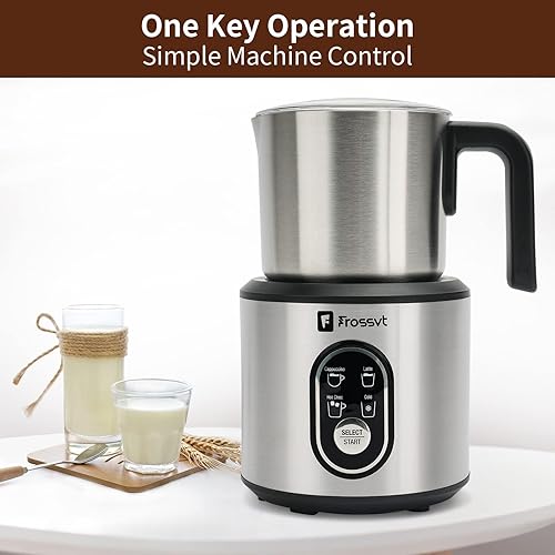 Miniatura 7 de Espumador de leche y vaporizador Frossvt 4 en 1 desmontable con espuma cálida gruesa o ligera, máquina de chocolate caliente de 11.38 onzas, máquina