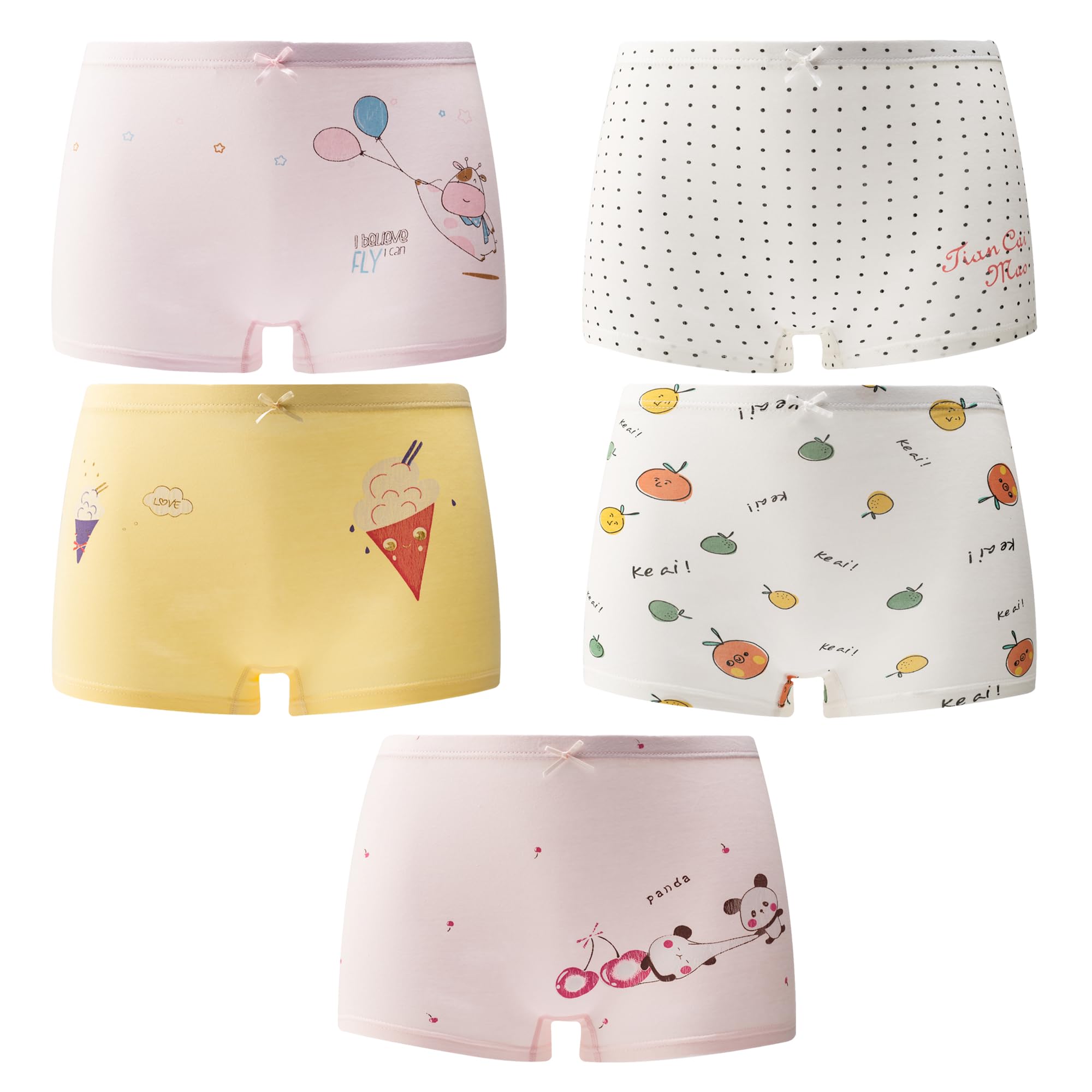 Girls Cotton Underwear Soft Boy Shorts Kids Boxer Briefs Panties Pack of 5