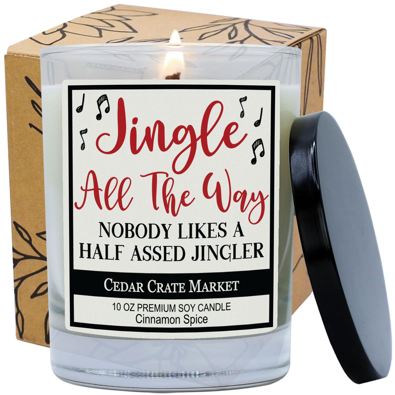 CEDAR CRATE MARKETJingle All The Way Christmas Candle - Fragrance Cranberries + Cinnamon + Citrus Scented Soy Candles for Home | 13.5 oz Clear Jar, 55+ Hour Burn Time, Made in The USA
