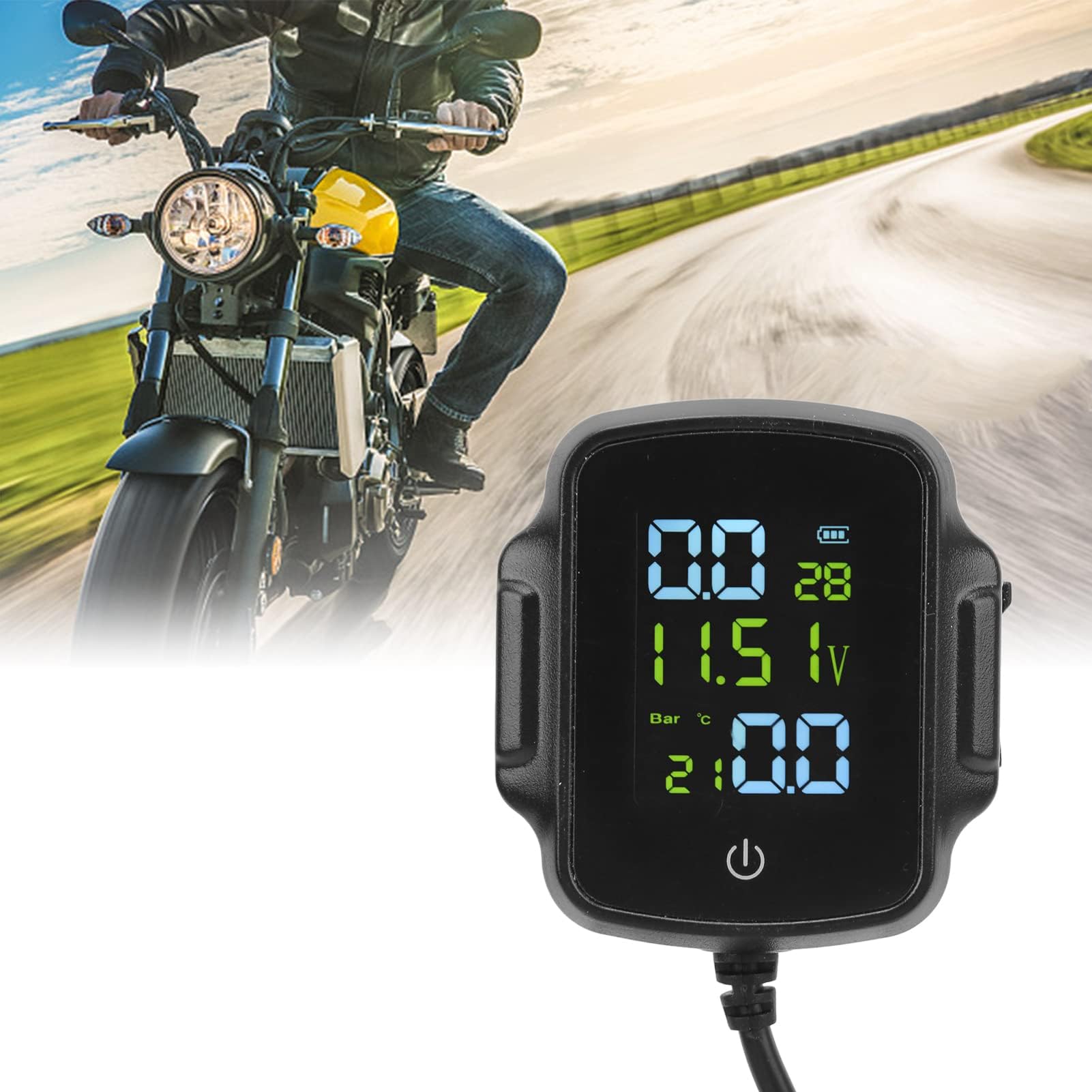 Ejoyous de Monitoreo de Presión de Neumáticos para Motocicleta, TPMS de Monitoreo de Presión de Neumáticos Sensor Inalámbrico de Presión de Neumáticos Medidor de Presión de Neumáticos