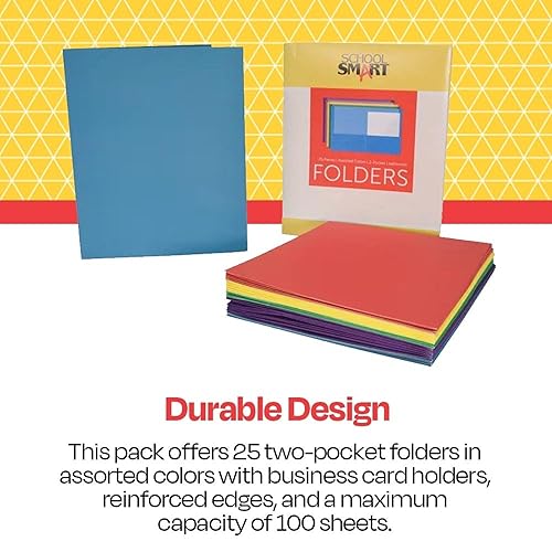 Miniatura 8 de School Smart Carpetas de 2 bolsillos, colores surtidos, paquete de 25 - 084900