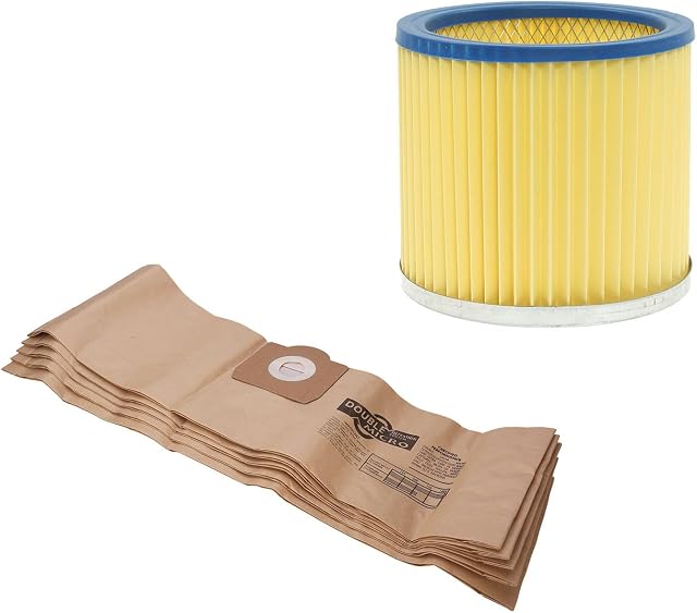 First4spares Filter & Dust Bags For Earlex, Powervac, Combivac WD1000, WD1100, WD1200P Vacuum Cleaners