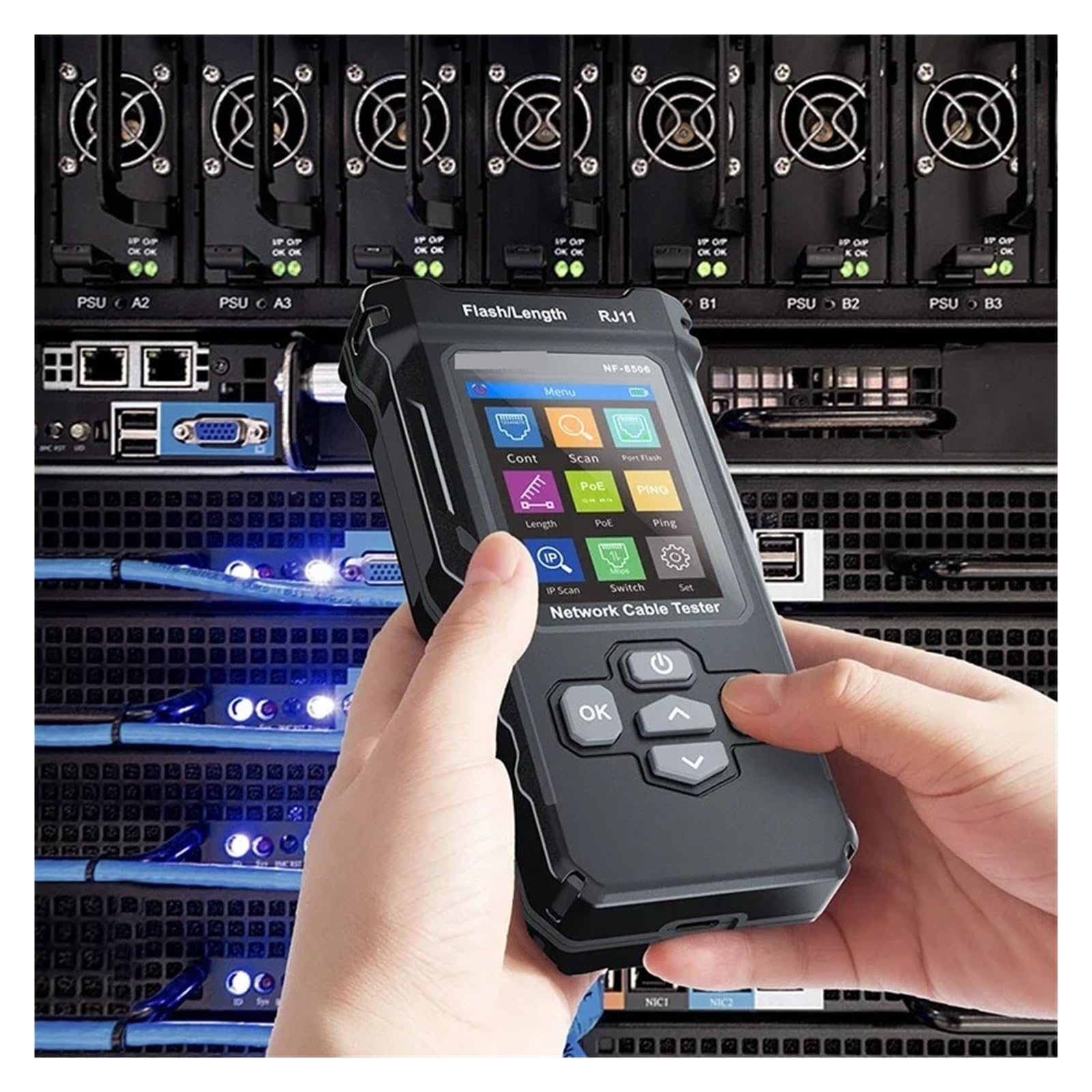 Probador De Cable Ethernet Multifunción NF 8506, Escaneo IP, Prueba Ping Poe, Continuidad, Rastreador Red Diagnósticos Rápidos Precisos