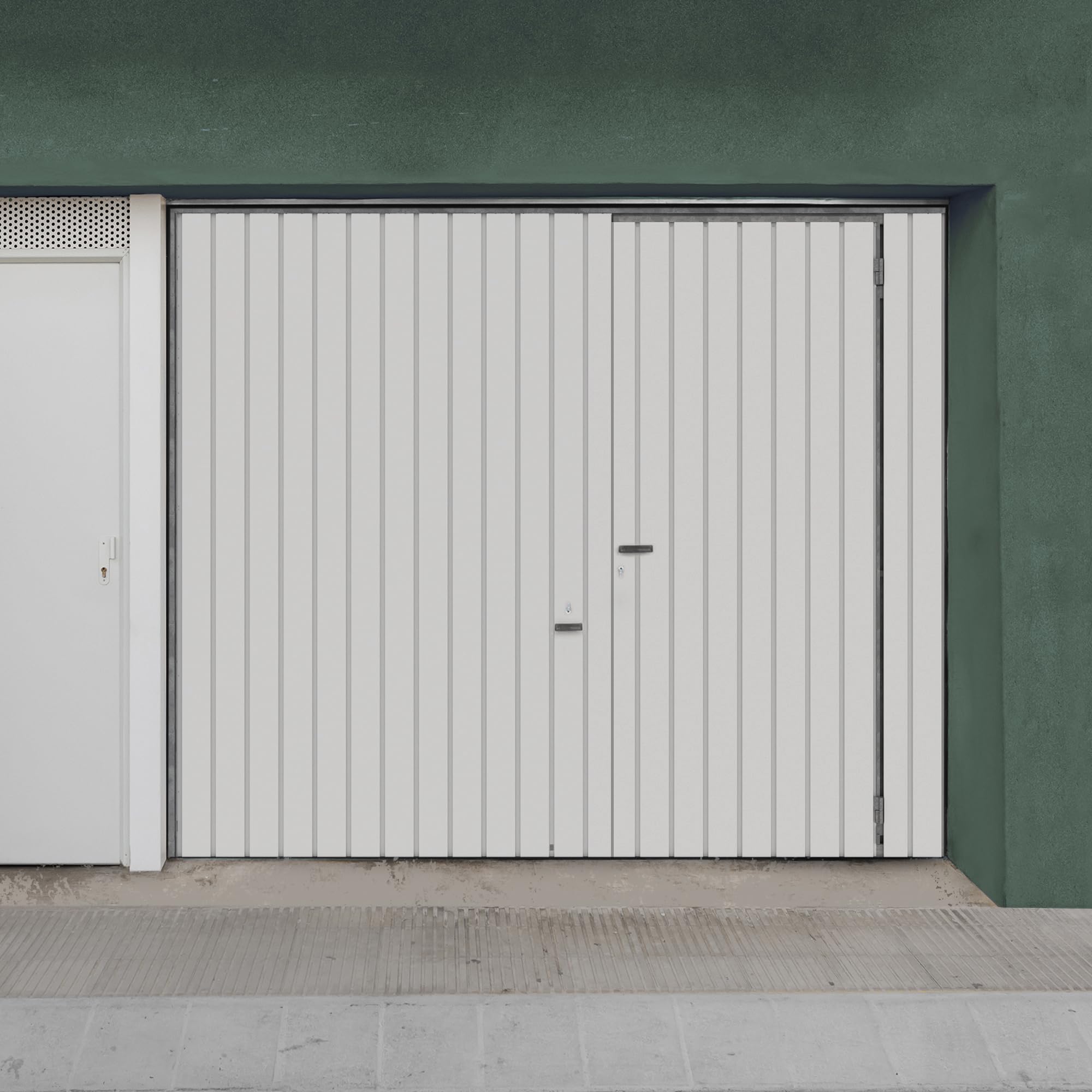 GM Portes - Porte De Garage META Sectionnelle Basculant Premontée | Avec Portillon | Inclus 200cm X 240cm - Moteur: | Blanc - Finition lisse