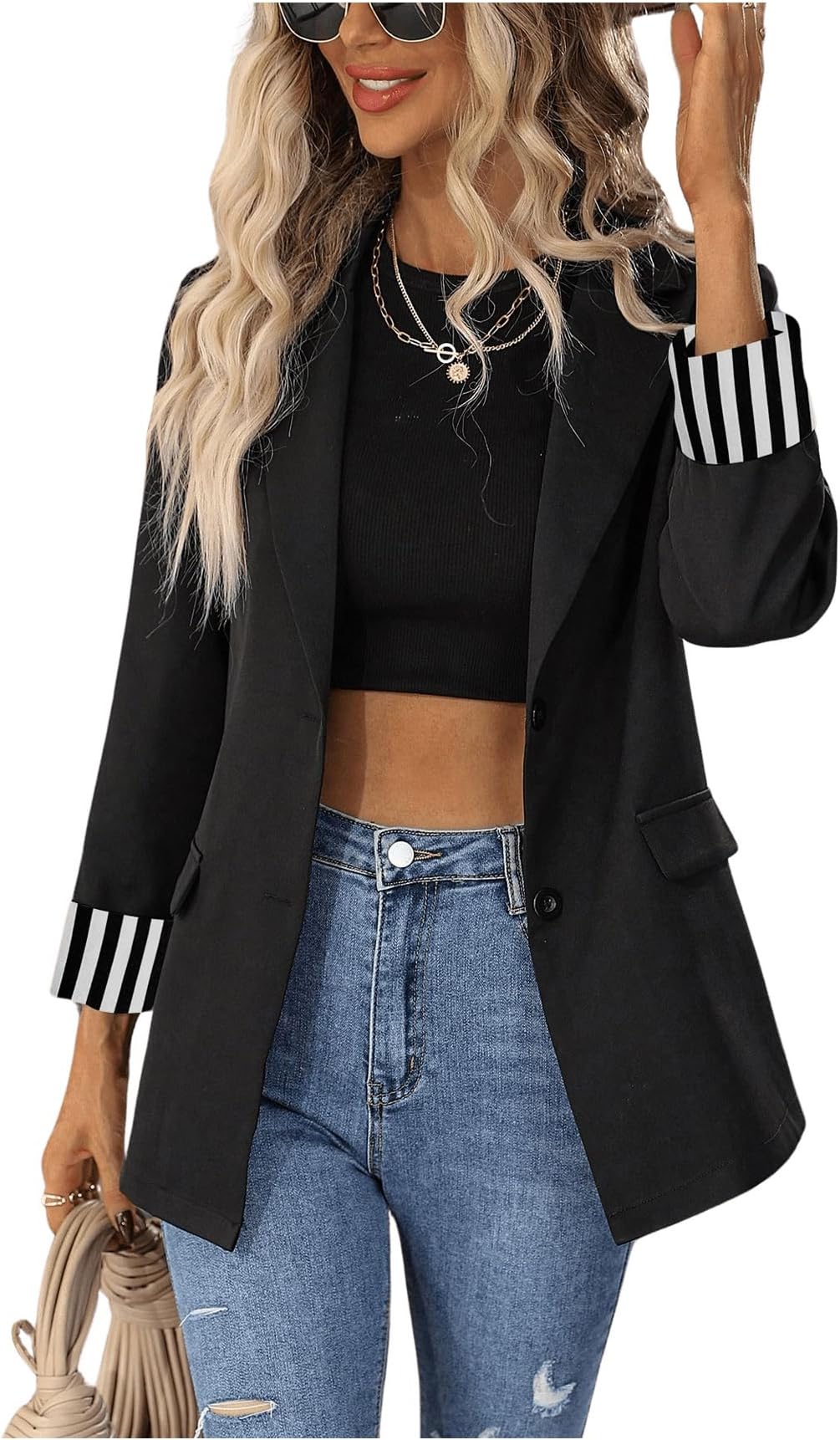 blazer white and black