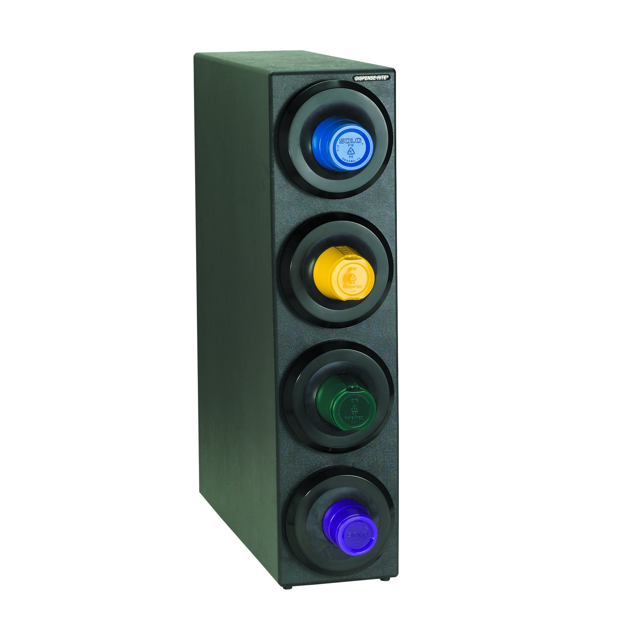 Dispense-Rite LID2-S1-2BT Countertop Lid Dispensing Cabinet, (2) SLR-LID-2, 8 oz. to 44 oz. Lids, Black Polystyrene, 16-1/4