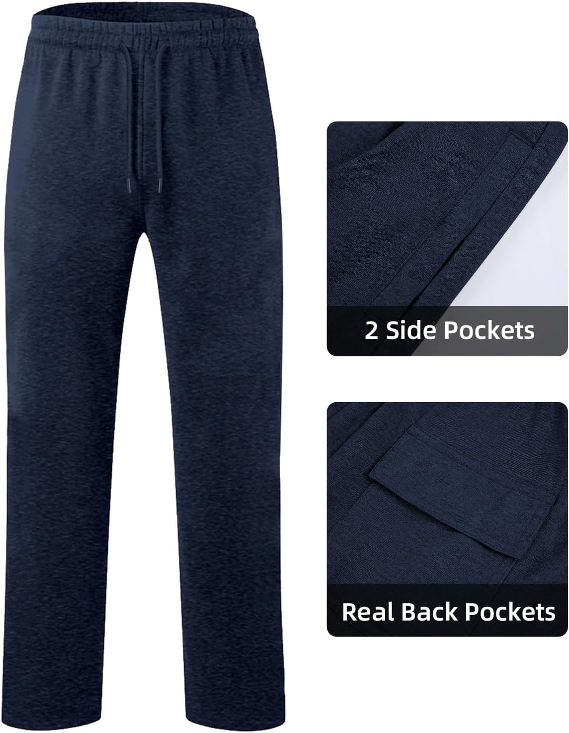 Men's Fleece Sweatpants Open Bottom Drawstring Hiking Jogger Workout Sweatpants for Men with Pockets - Image 6