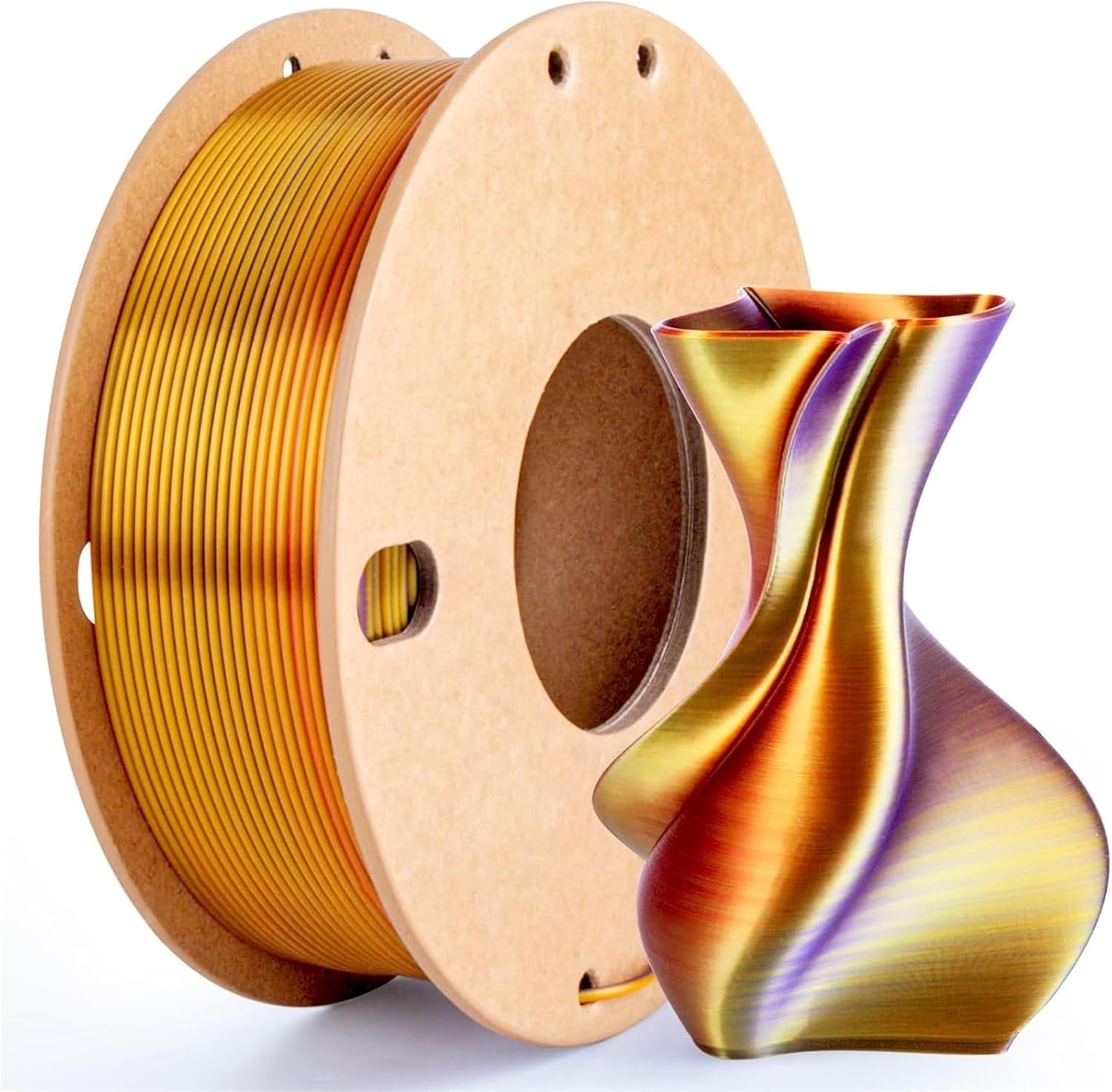 3D Printing Filament Multicolor 3D Printer Filament,Dual/Tri Color 1.75mm PLA Silk Shiny Printing,250g(0.55lbs) Fit Most FDM(250gGoldRedOrange)