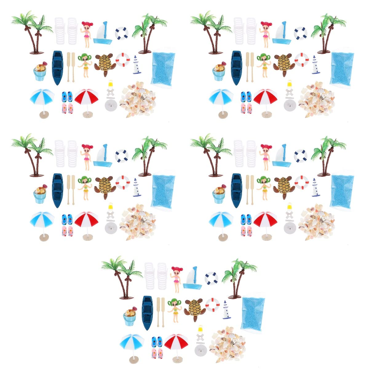 Décoration de Plage Miniature - Lot de 15 Accessoires de Plage d'Océan pour Maison de Poupée et Plantes - Jouets Miniatures DIY