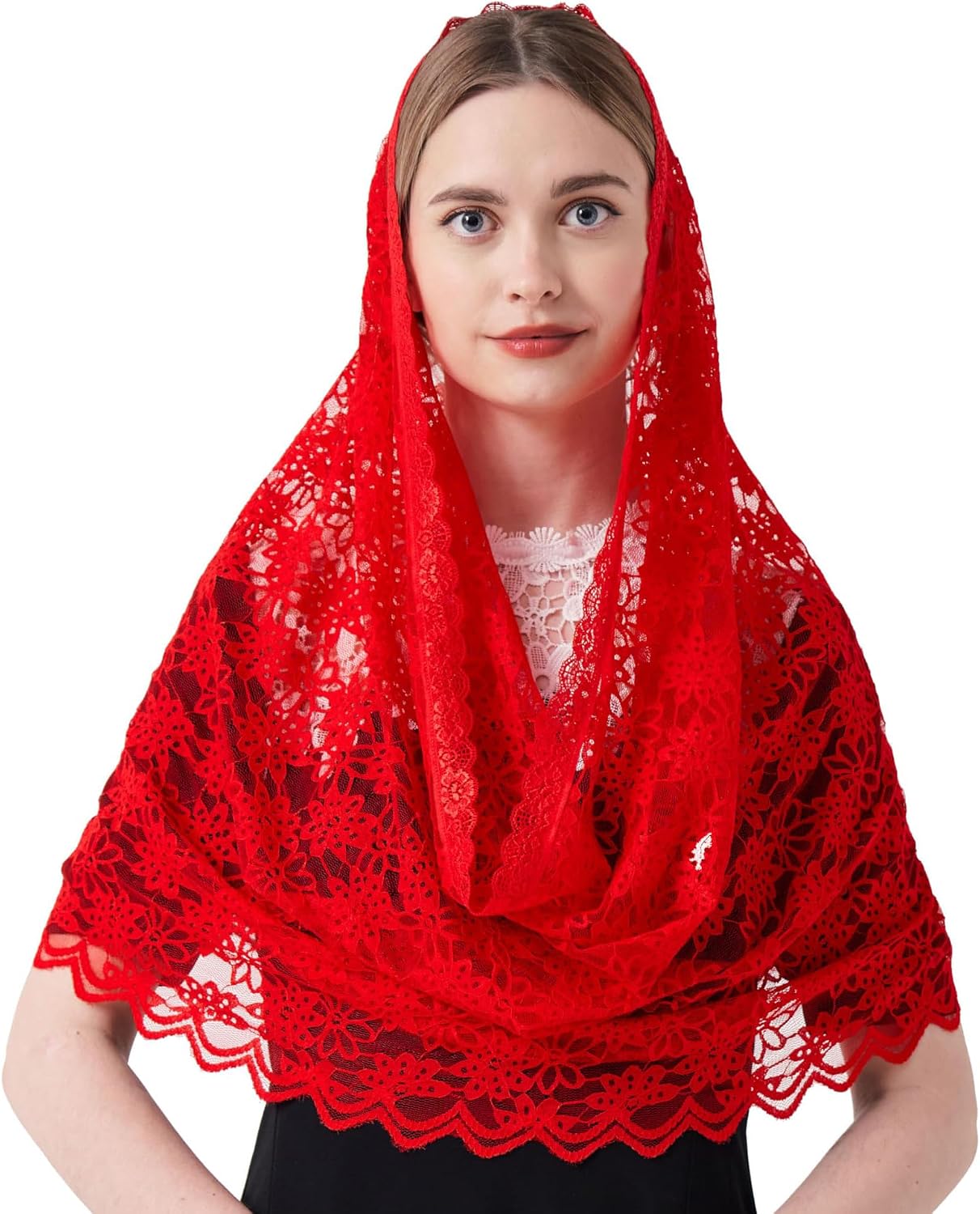 Mantilla Infinity Veils Catholic Church Head Covering Floral Lace Cathedral Chapel Veil M27