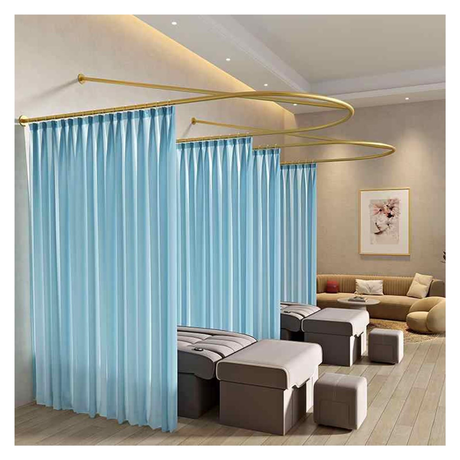WQPMNYG d Salon Partition Curtain Rod WallMounted Privacy Solution for Beauty Salons Clinics & Shared SpacesEnhance Your Professional Environment