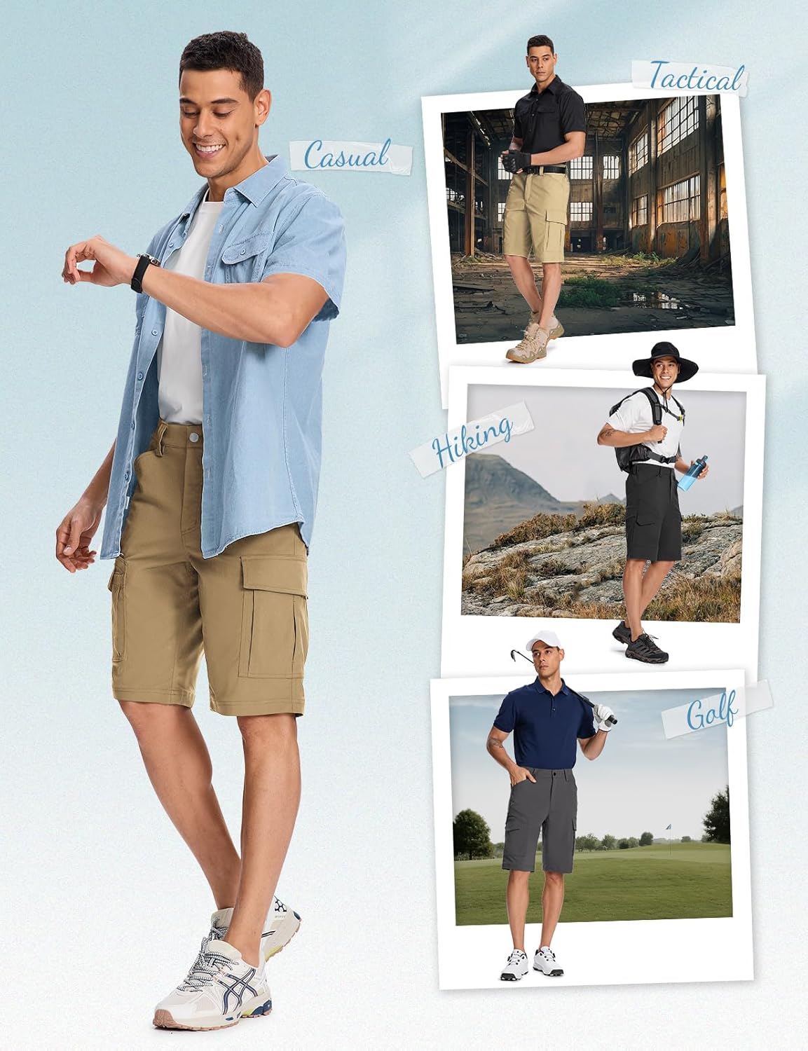 Moosehill Mens-Hiking-Shorts Cargo Lightweight Water Resistant Quick Dry Big & Tall with 8 Pockets for Tactical Work - Image 2