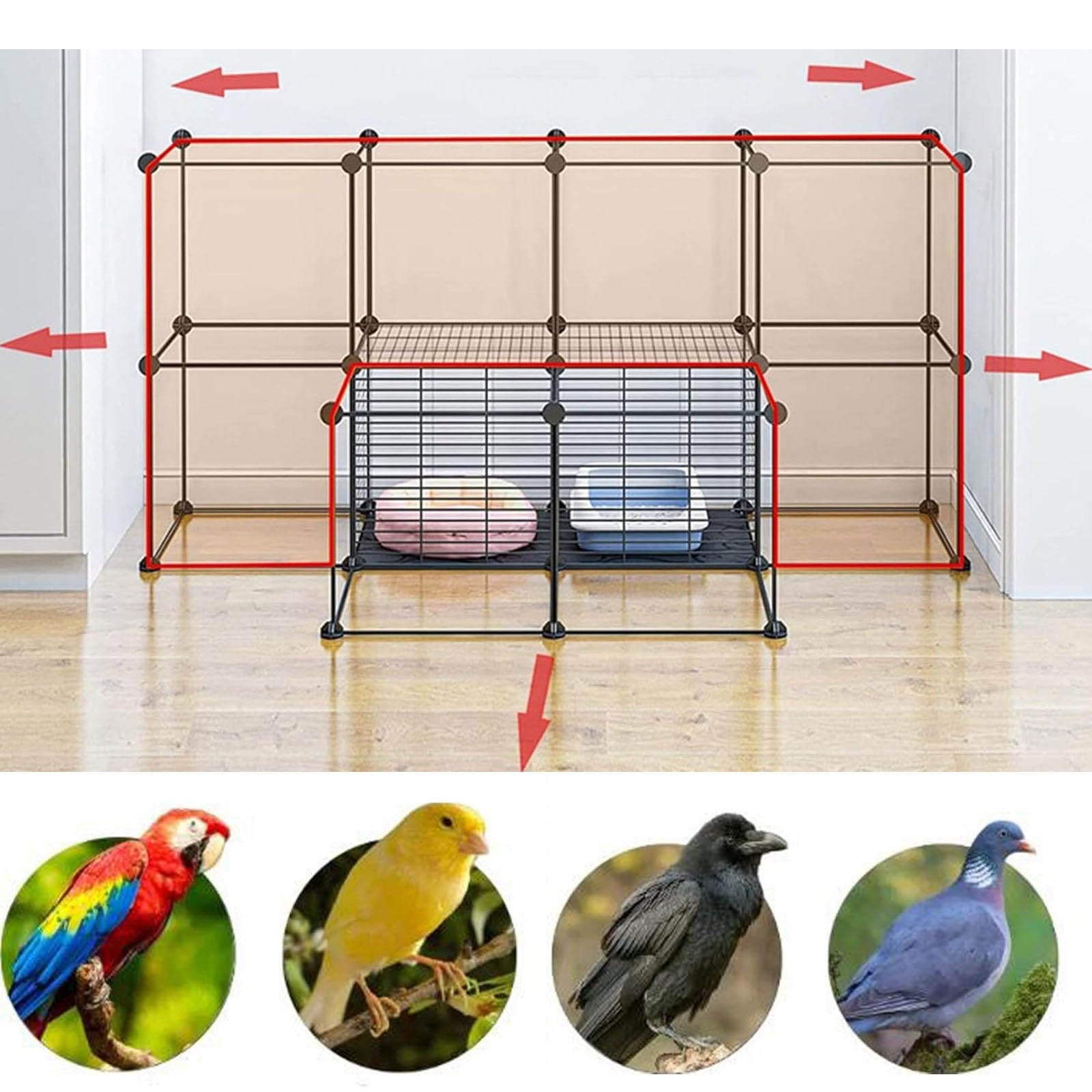 Jaula Huron, Jaula Chinchilla, Diy Jaula Conejo , Jaulas para Pajaros Diseño Extraíble, Malla De Hierro Encriptada De 1,5 Cm, Fácil De Limpiar para Jaulas De Animales Pequeños Jaula para Conejos(37*47