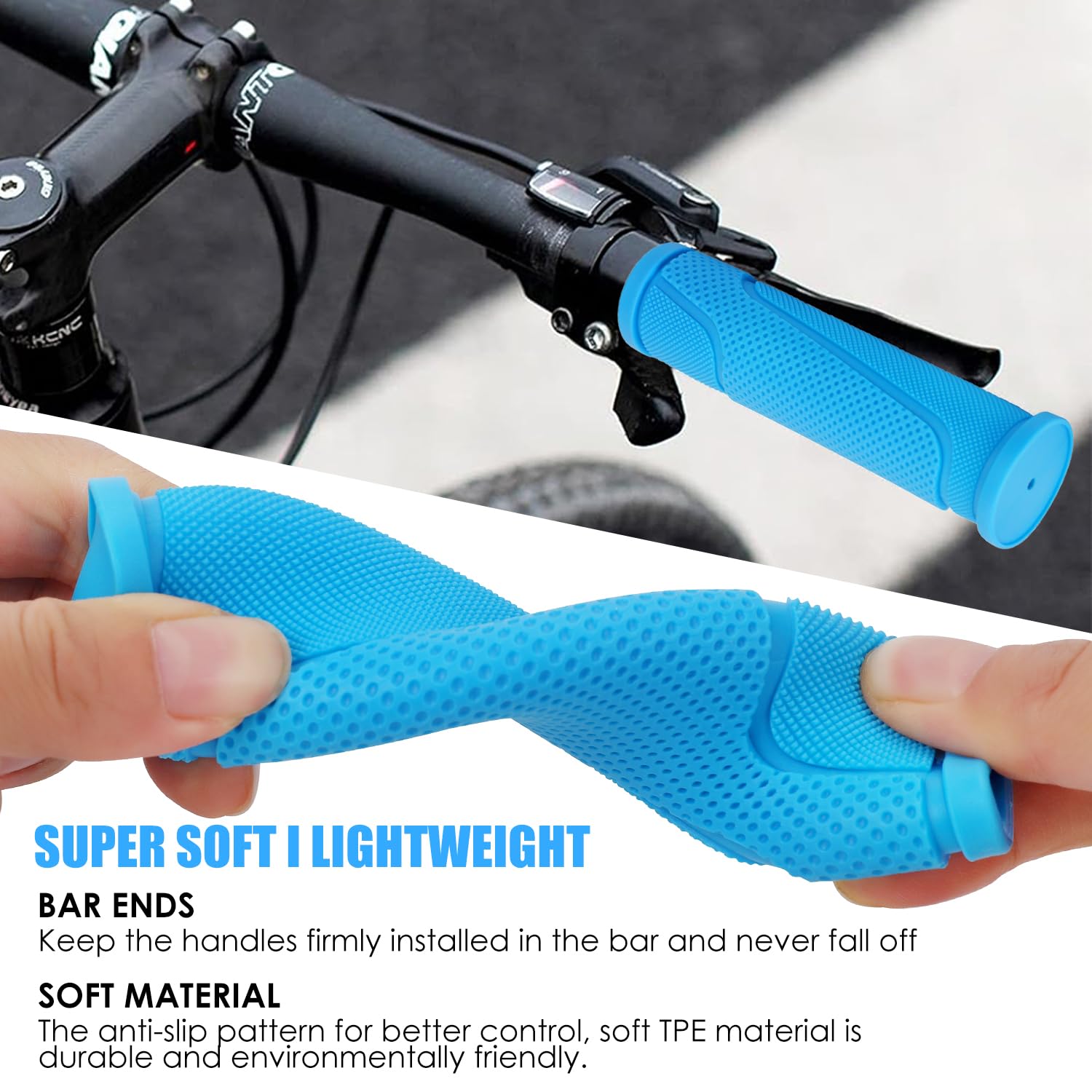 fahrradgriffe material – Fahrrad-Lenkergriffe 22,2 mm für MTB mit rutschfestem Muster, 120 mm weiche MTB-Griffe für Erwachsene, Kinder, Jungen, Mädchen, Laufrad-Griffe, Kick-Scooter, Dreirad-Griffe (B Blau Sport & Freizeit Type:M60 Blue Cube Stereo Hybrid 140 Category:Griffe_Bänder_Unisex