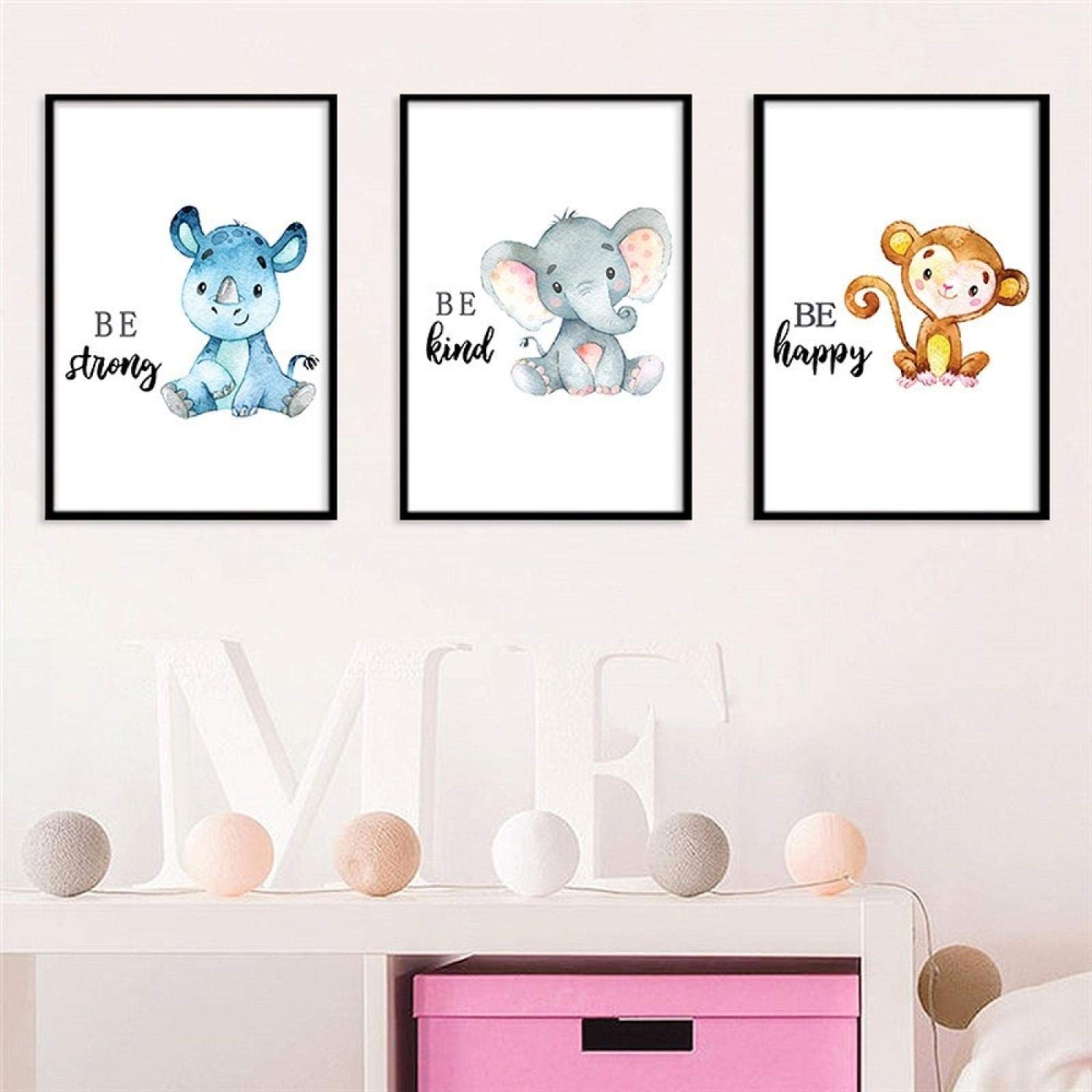 Peinture éléphant rhinocéros être heureux et fort affiche positive pour enfant