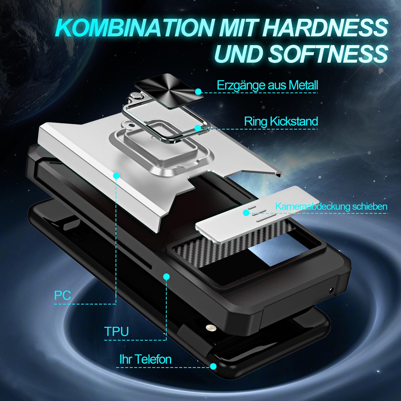 Cover Per Google Pixel 7a, Bi-materiale Rigida Con Anello Di Supporto Rotante - Blu - Italiano - Foto 7