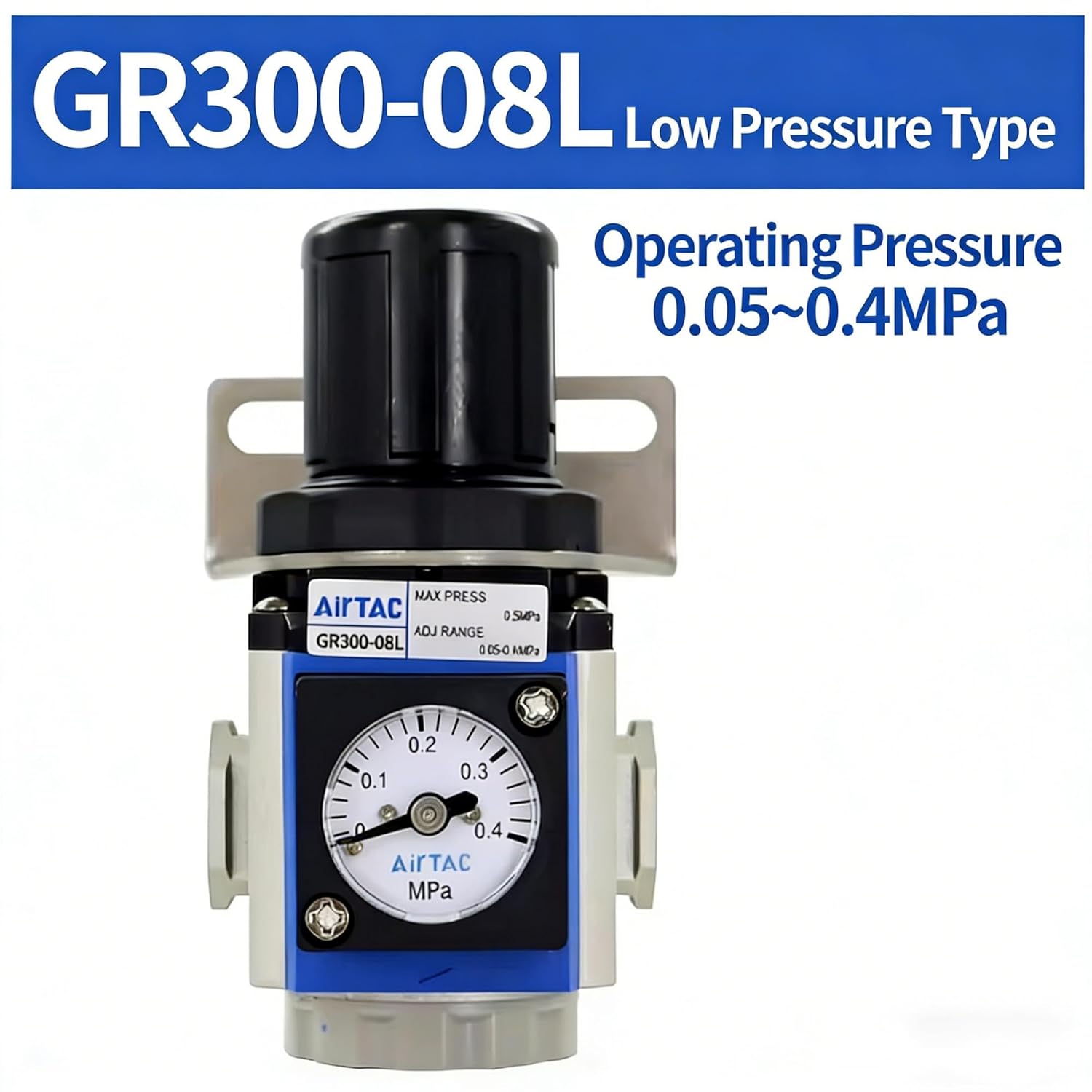 AirTAC Pneumatic Pressure Regulating Valve GR200-08 Pressure Adjustable Regulating Valve Air Pressure Reducing Valve Gas Filter (AirTAC Regulating Valve, Low-Pressure Model GR300 08L)