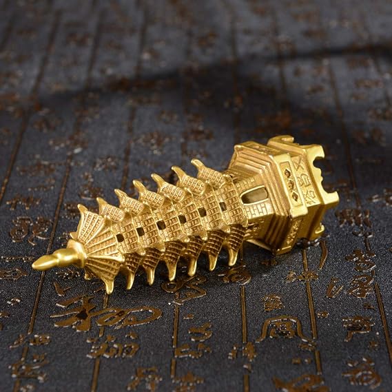 Handmade Brass 7-Level Wenchang Tower Pagoda Statue Feng Shui Enhancer for Protection ZD152