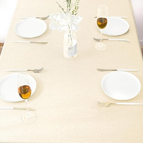Miniatura 9 de Mantel texturizado rectangular de 60 x 84 pulgadas, resistente al agua, a prueba de derrames, lavable, tela sin arrugas, cubierta de mesa de comedor